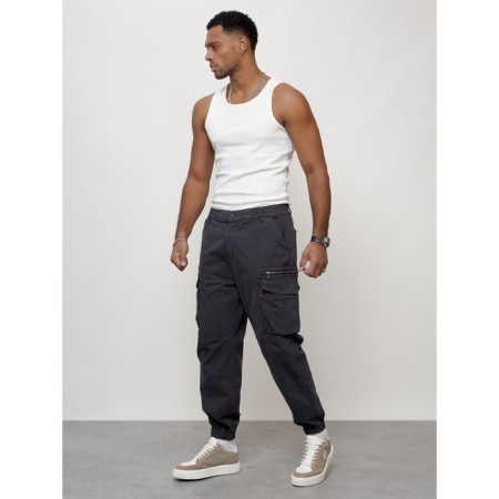 Cargo jeans men, size 46-48, dark gray color-7