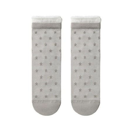 Women's socks with a decorative transparent mesh CONTE ELEGANT CLASSIC, size 25, color light gray-1