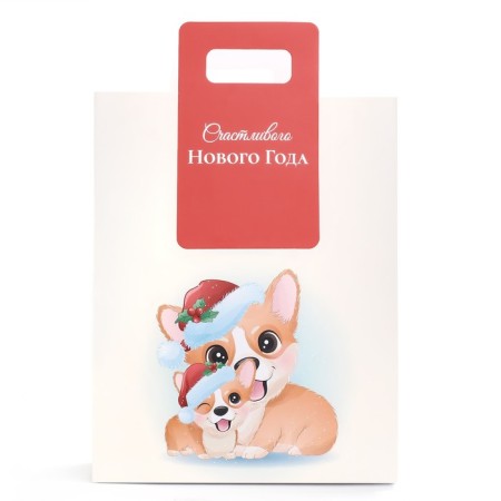 New Year. Gift package with a trim “Corgi” 26 x 32 x 10 cm.-1