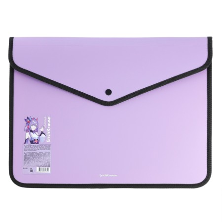 Folder-convert on the button, A4, 600 μm, Erichkrause "Matt Manga", with a textile insert, with an extension, opaque mix-5
