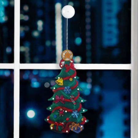 LED figure on the suction cup "Christmas tree" 24 × 45 cm, plastic, AAAX3 batteries (not in the kit), glow warm white-1