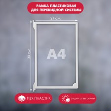 Plastic frame for the A4, Infoframe cross -cutting system, without tread, white color