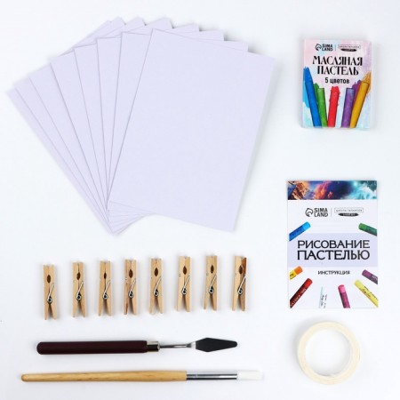 A set for drawing oil pastel. DIY postcards "Naval Mood", Set for Creativity, 4 pcs-6