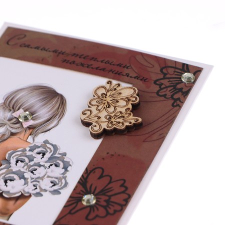 Money envelope "Happy Birthday!" Girl with a bouquet, handmade, 16x8 cm-2