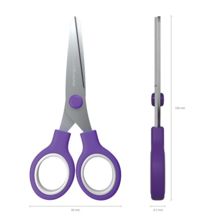 Children's scissors Erichkrause "Junior Protect", with a plastic cover and a personalized sticker, in a blister, mix-4