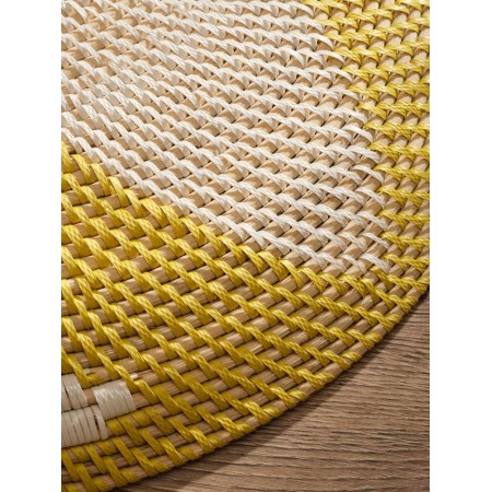Decorative wicker rattan "Flower", 50x50x5 cm, yellow-3