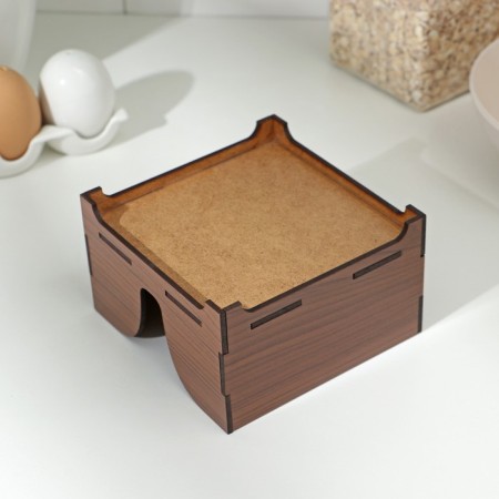 Wooden wiper "walnut", without engraving, with napkins, brown color-4