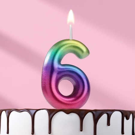 Candle in the cake "Watercolor", number 6, 5.5 cm