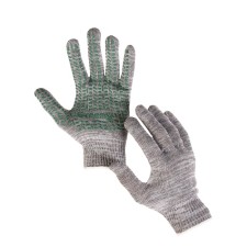 Garden gloves, x/b, knitting grade 10, 5 threads, size 9, with PVC points, gray, Greengo