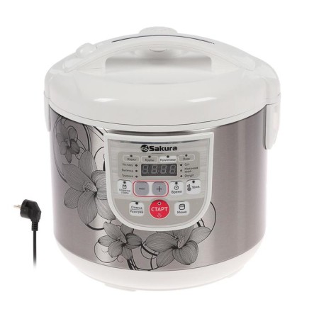 Sakura SA-7753W multicooker, 800 watts, 5 l, 37 programs, with anti-stick coating