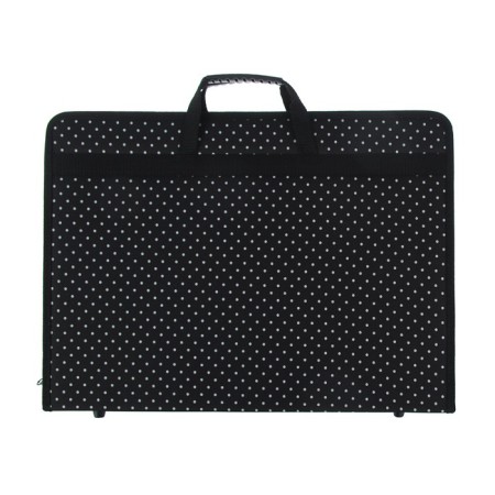 Folder for drawings and drawings for artists A3, 470 x 350 x 40 mm, handles, frame, textile, "inspiration" 2V31, with an external pocket, white peas-1