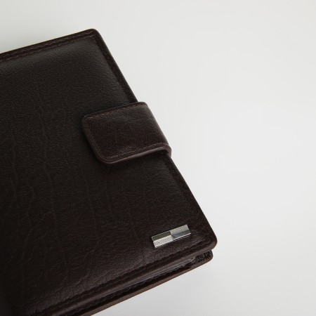 Male purse on magnet 3 in 1, department for auto documents, passports, brown color-3