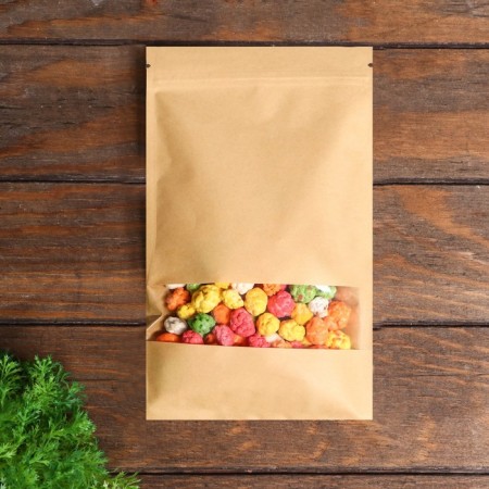Zip-Lock package Craft with a rectangular window, flat, 16 x 26 cm