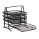 Horizontal tray for papers 4 compartments mesh metal, black