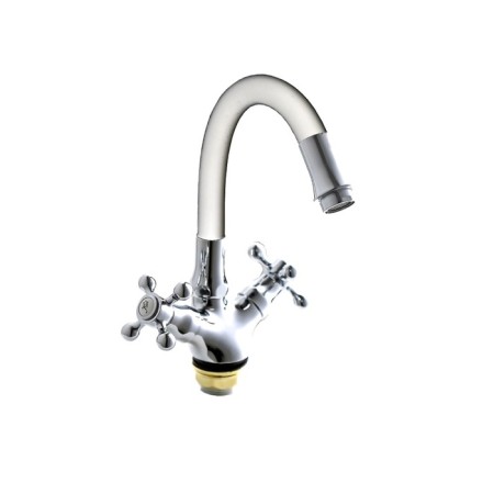 Fashun A4419-B7266 kitchen mixer, two-wound, flexible spout, zinc, white