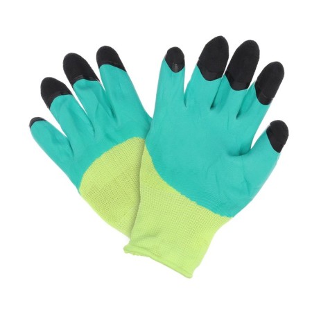 Nylon gloves, with latex dousy, size 9, green-1
