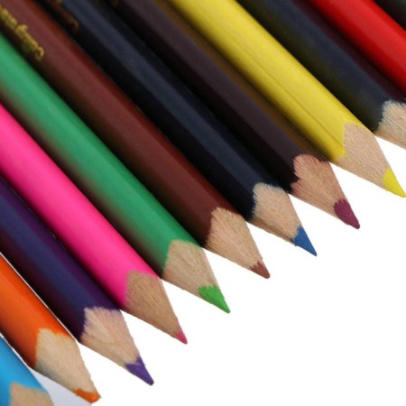 Pencils colored 12 flowers mini, wooden case, triangular-2