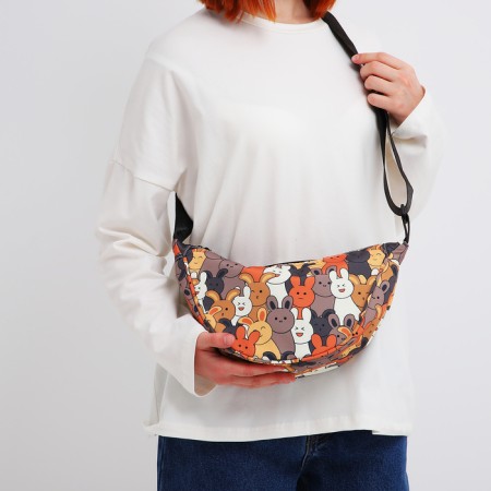 Youth bag with zipper, colorful/brown color