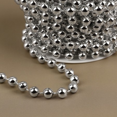 Beads on threads, round, 7.5 mm, 10 ± 1 m, silver color-1