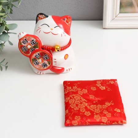 Pigger Ceramics "Cat Mani-Neko and Coin to attract wealth" 9x9.5x9.5 cm-4