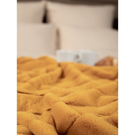 Texrepublic blanket, size 200x220 cm, ocher color-6