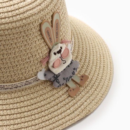 Hat for the girl Minaku "Bunny", Milk color, Rr. 52-8