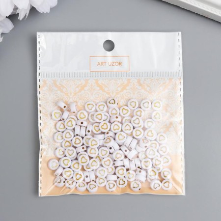 A set of beads for creativity plastic "Golden heart in the circle" White 20 g 0.3x0.7x0.7 cm-3
