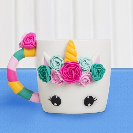 Mug for decor with polymer clay "Magic Unicorn", 300 ml.-6