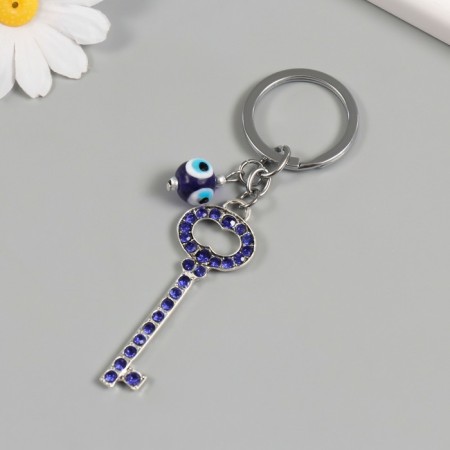 Keychain from the evil eye Metal "key with pebbles" 2.4x6.5 cm-1