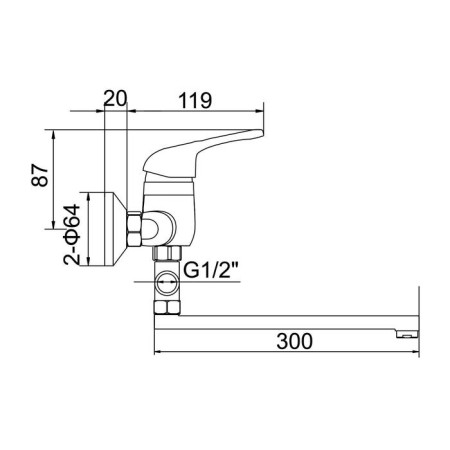 Accoona A7060 bath mixer, one -leaf, pour 300 mm, with a shower set, chrome-4