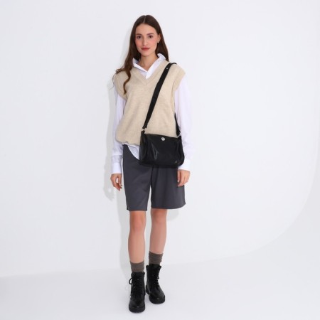 Bag Cross-Bodi with a zipper, black color-6