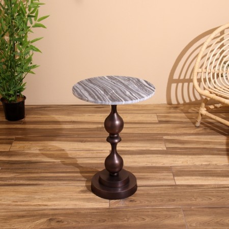Coffee table 41x41x57 cm, aluminum/marble
