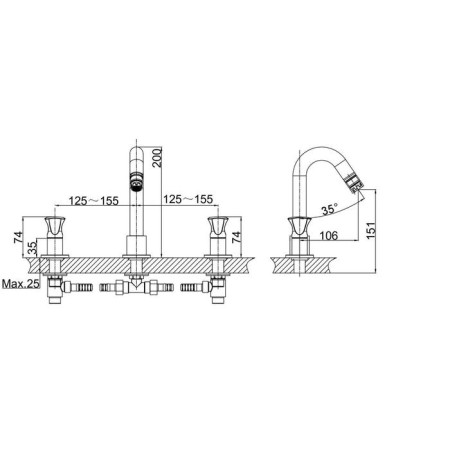 D&K Hessen Gramm DA1384101 shell mixer, two -wound, built -in, chrome-1