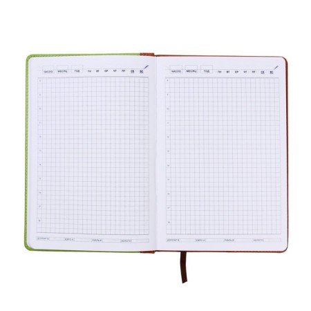 The diary is low, PVC cover, A5 format, 140 sheets in a cage, with pockets, mix-6
