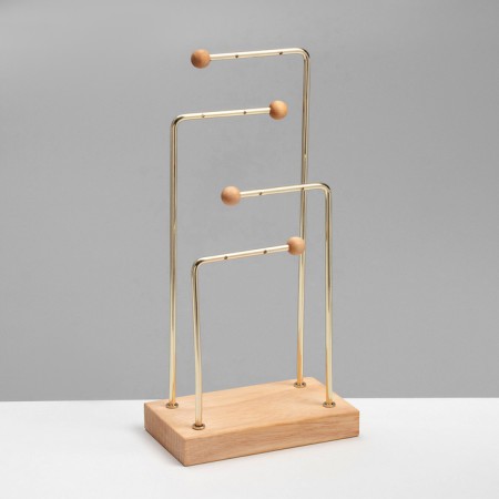 Earrings stand, 4 tiers, 4 pairs, 12 × 7 × 25, color gold-2