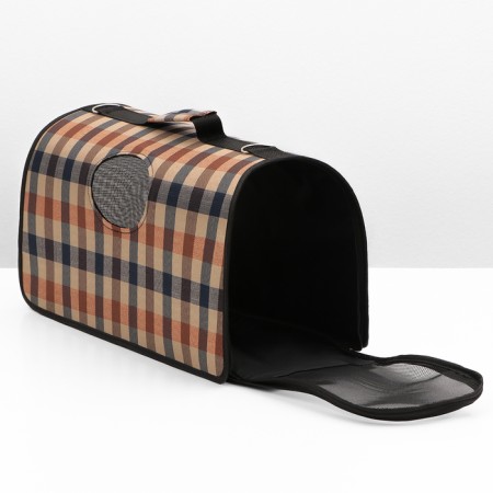Bag - carrying for animals with a curtain, size L, 53 x 22 x 29 cm, checkered-3