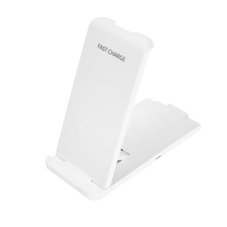 Wireless charging station 2 in 1 LCC-82, 15 W + 5 W, with a stand, white-2