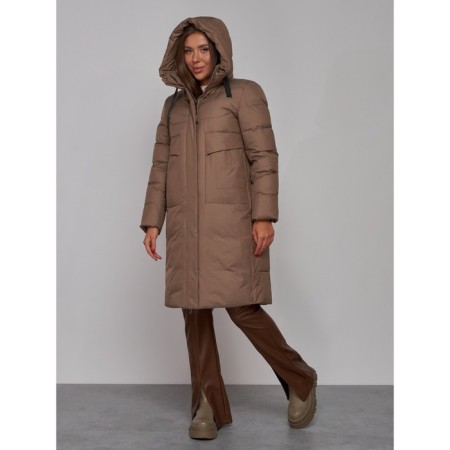 Coat insulated winter female, size 44, brown color-5