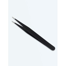 Pinzet for eyelash extensions, straight, 12 (± 1) cm, black color