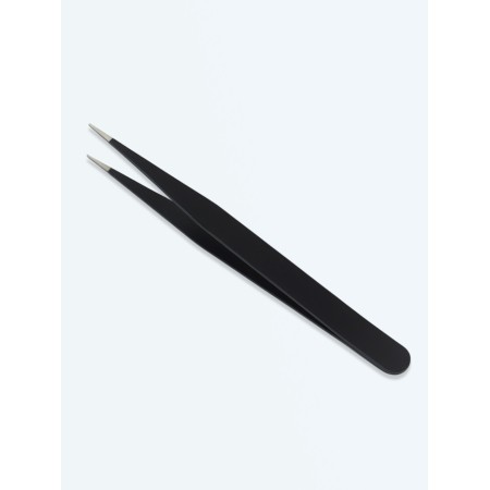 Pinzet for eyelash extensions, straight, 12 (± 1) cm, black color