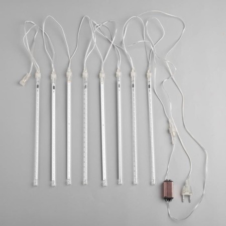 Garland “icicles” 2.5 × 0.3 m, IP65, transparent thread, 192 LED, yellow glow with a drain effect, 12 V effect-3