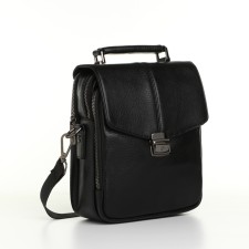 Male bag, guran tomp, artificial leather, black color