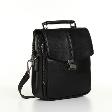 Male bag, guran tomp, artificial leather, black color