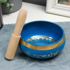 Singing bowl metal blue with a resonator 5x10.5x10.5 cm