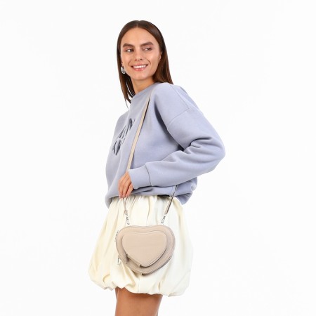 Bag Women's Cross-Bodi with a zipper, beige color-1