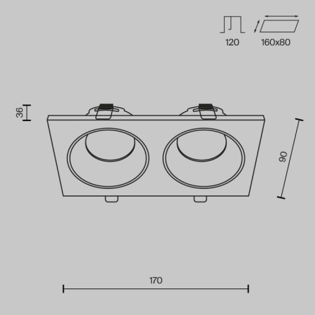 The built-in lamp Technical DL033-2-02B, 2x50W, 17x9x3.6 cm, GU10, black color-1