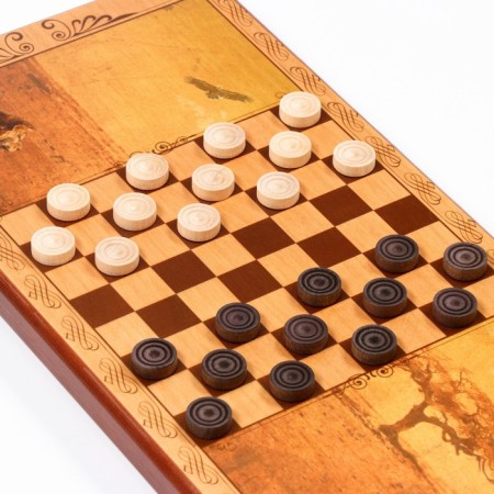 Wooden backgammon is large, with leve checkers, a board game, 60 x 60 cm-2