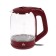 Electric kettle Luazon LSK-1809, glass, 1.8 l, 1500 watts, backlight, red
