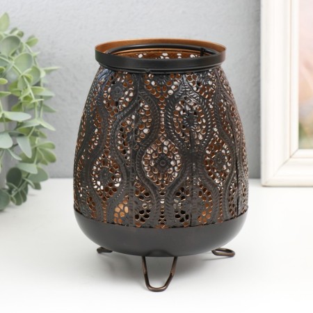 Summary metal, glass for 1 candle "Arab night" d = 6.5 cm brown-medal 13.5x17 cm-2
