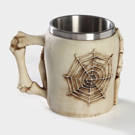 Stainless steel mug "Skull. Halloween ", 400 ml, beige color-1